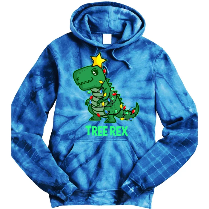 Ugly Christmas T Rex Christmas Tree Rex Gift Tie Dye Hoodie