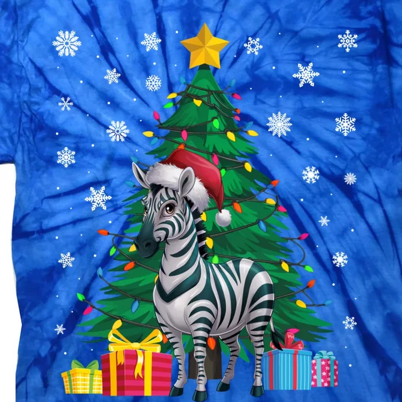 Ugly Christmas Tree Lights Zebra Santa Hat Xmas Gift Tie-Dye T-Shirt