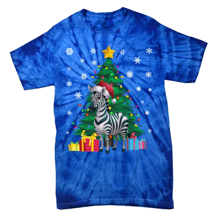 Ugly Christmas Tree Lights Zebra Santa Hat Xmas Gift Tie-Dye T-Shirt