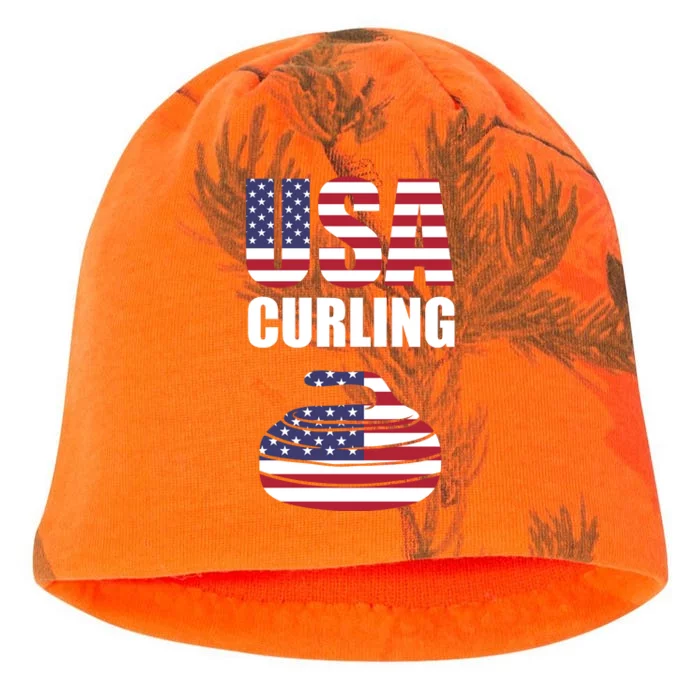 USA Curling Team Flag Sport Kati - Camo Knit Beanie