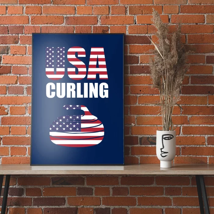 USA Curling Team Flag Sport Poster