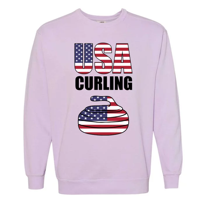 USA Curling Team Flag Sport Garment-Dyed Sweatshirt