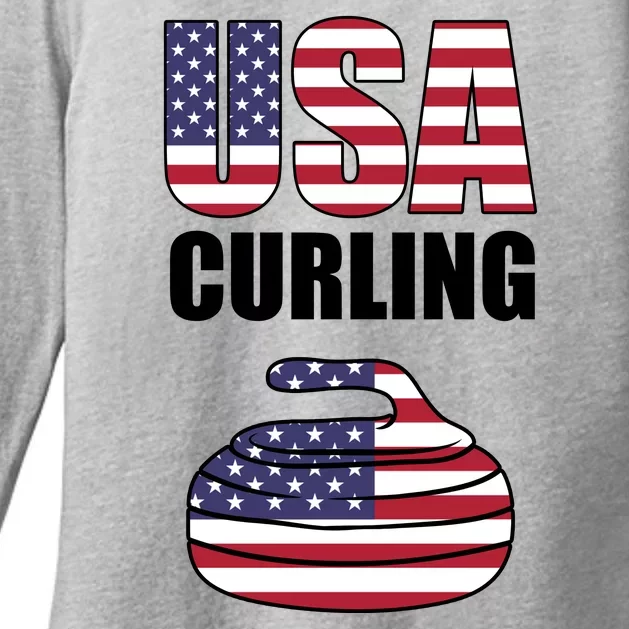 USA Curling Team Flag Sport Womens CVC Long Sleeve Shirt