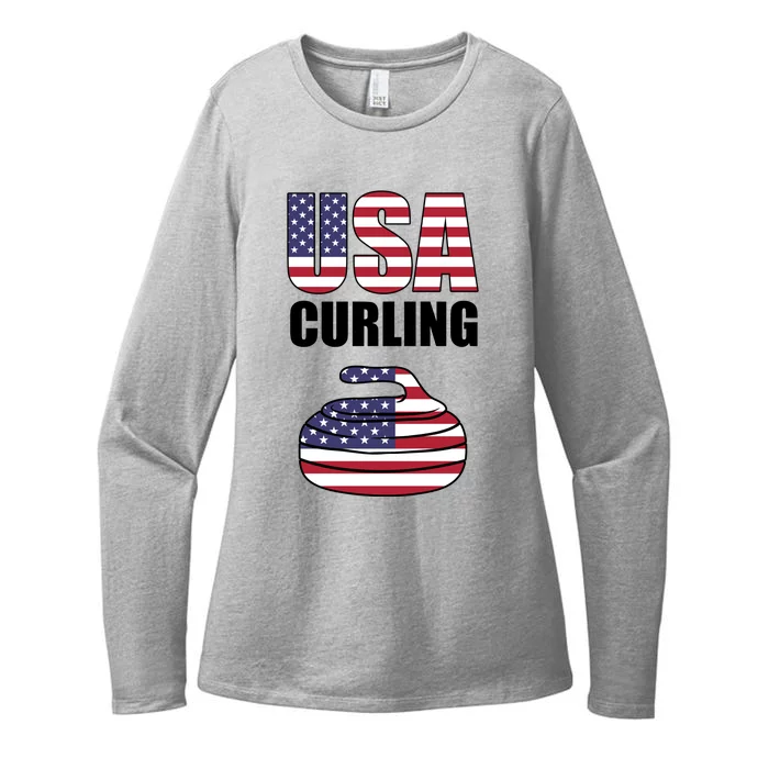 USA Curling Team Flag Sport Womens CVC Long Sleeve Shirt