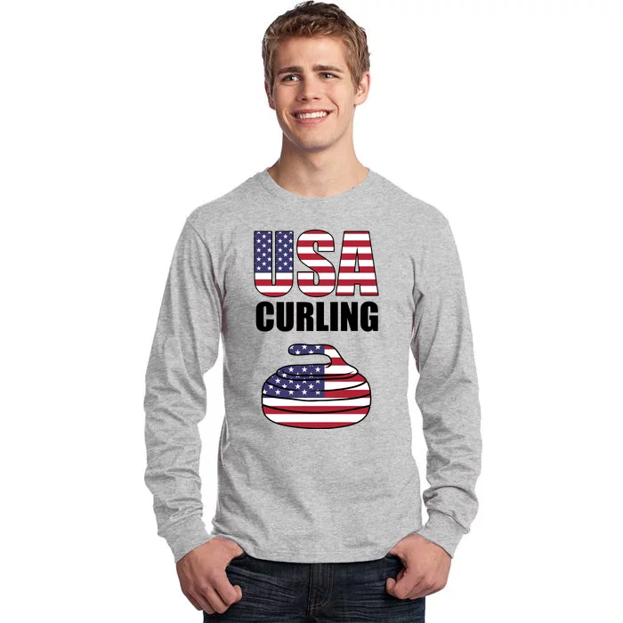 USA Curling Team Flag Sport Tall Long Sleeve T-Shirt