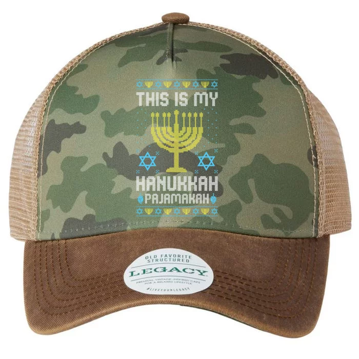 Ugly Chanukah This Is My Chanukkah Pajama Menorah Legacy Tie Dye Trucker Hat