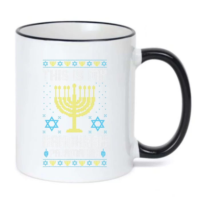 Ugly Chanukah This Is My Chanukkah Pajama Menorah Black Color Changing Mug