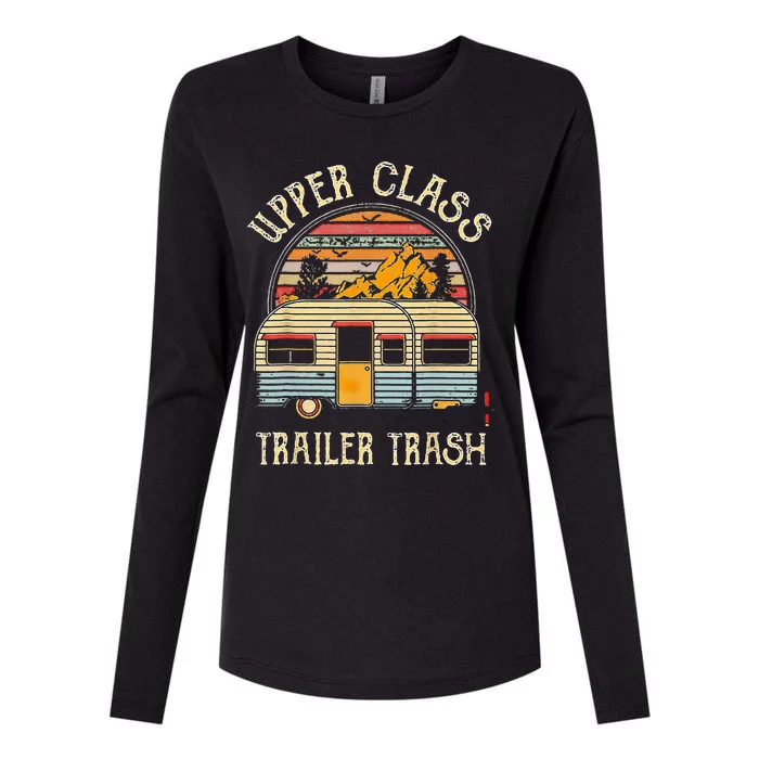 Upper Class Trailer Trash Retro Vintage Sunset Womens Cotton Relaxed Long Sleeve T-Shirt