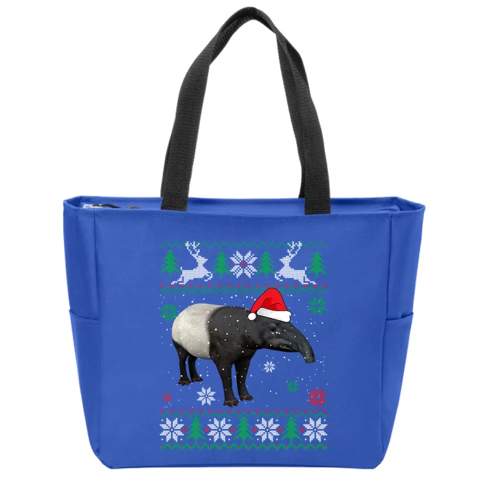 Ugly Christmas Tapir Lover Santa Hat Animals Meaningful Gift Zip Tote Bag