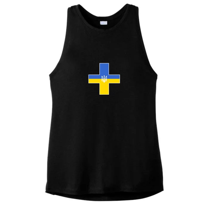 Ukrainian Cross Ukraine Support Stand With Pray Ladies Tri-Blend Wicking Tank