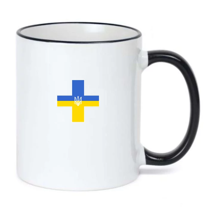 Ukrainian Cross Ukraine Support Stand With Pray Black Color Changing Mug