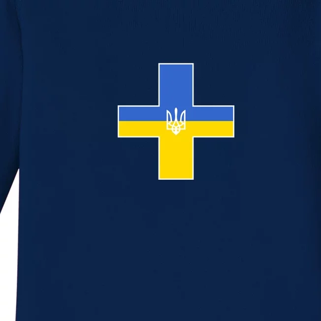 Ukrainian Cross Ukraine Support Stand With Pray Baby Long Sleeve Bodysuit