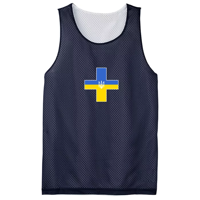 Ukrainian Cross Ukraine Support Stand With Pray Mesh Reversible Basketball Jersey Tank