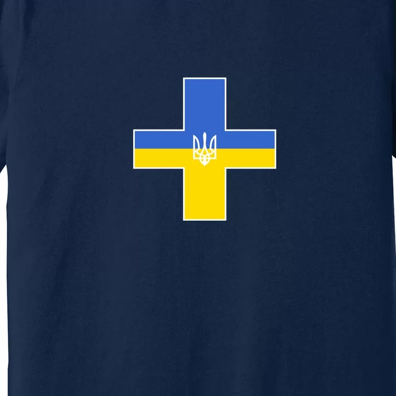 Ukrainian Cross Ukraine Support Stand With Pray Premium T-Shirt