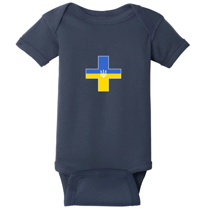 Ukrainian Cross Ukraine Support Stand With Pray Baby Bodysuit