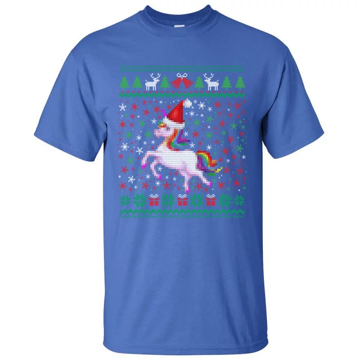 Ugly Christmas Unicorn Sweater Unicorn Xmas Funny Gift Girls Boys Funny Gift Tall T-Shirt