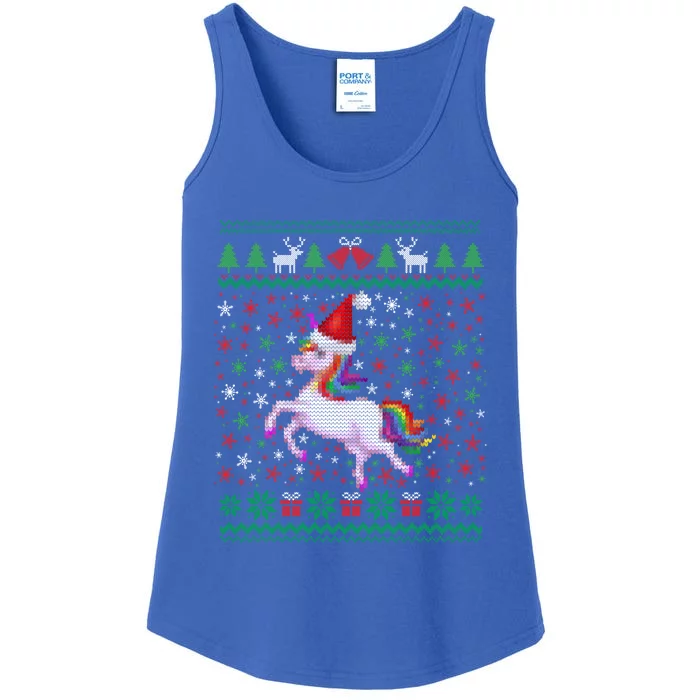 Ugly Christmas Unicorn Sweater Unicorn Xmas Funny Gift Girls Boys Funny Gift Ladies Essential Tank