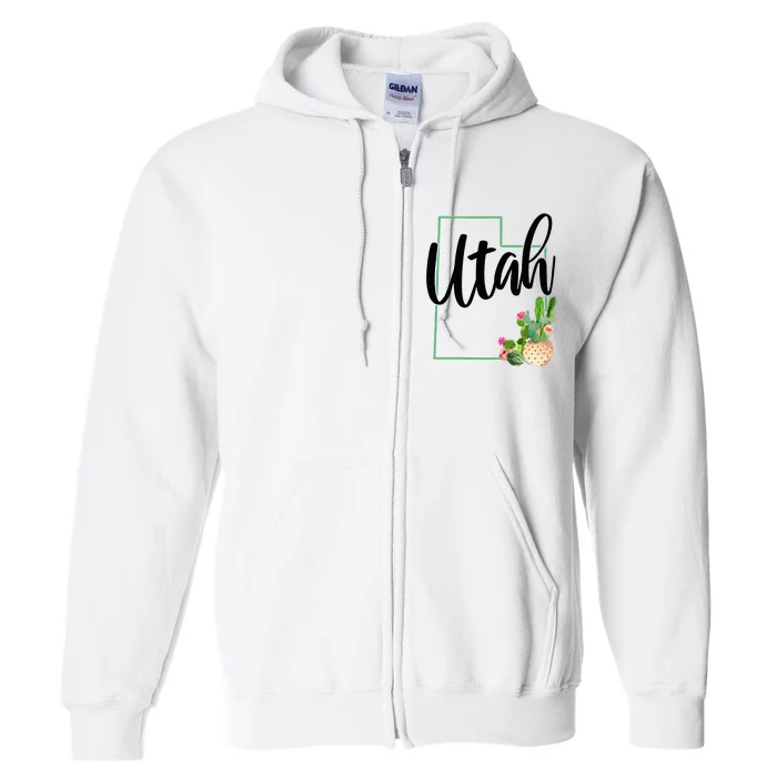 Utah Cactus Usa America Souvenir Full Zip Hoodie