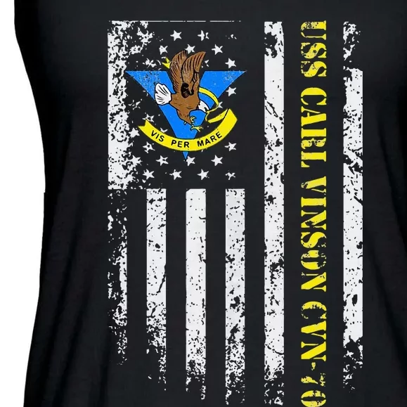 Uss Carl Vinson Cvn70 Veteran American Flag Ladies Essential Flowy Tank