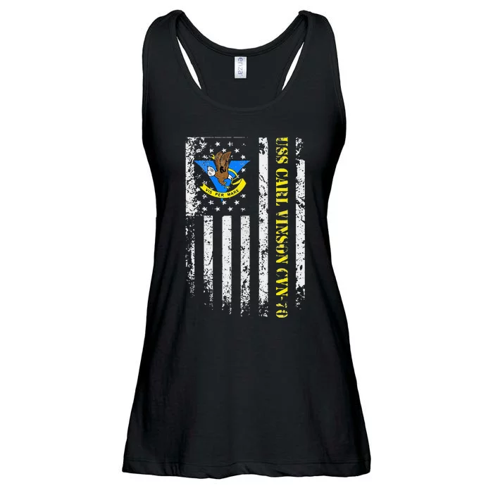 Uss Carl Vinson Cvn70 Veteran American Flag Ladies Essential Flowy Tank