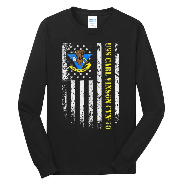 Uss Carl Vinson Cvn70 Veteran American Flag Tall Long Sleeve T-Shirt