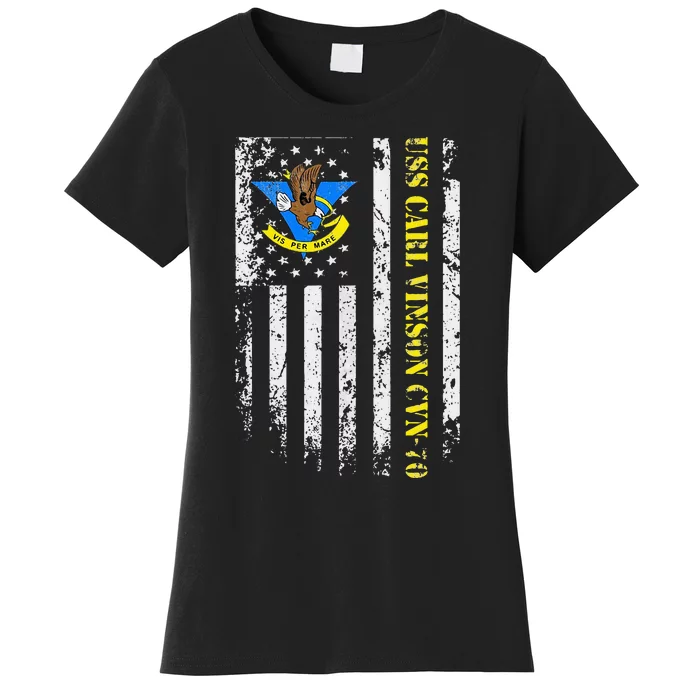 Uss Carl Vinson Cvn70 Veteran American Flag Women's T-Shirt