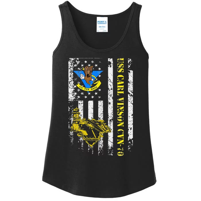 USS Carl Vinson CVN 70 Aircraft Carrier Veterans Day Dad Ladies Essential Tank