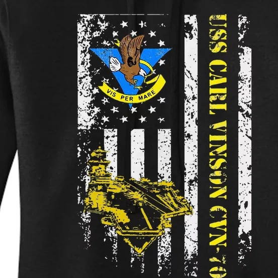 USS Carl Vinson CVN 70 Aircraft Carrier Veterans Day Dad Women's Pullover Hoodie