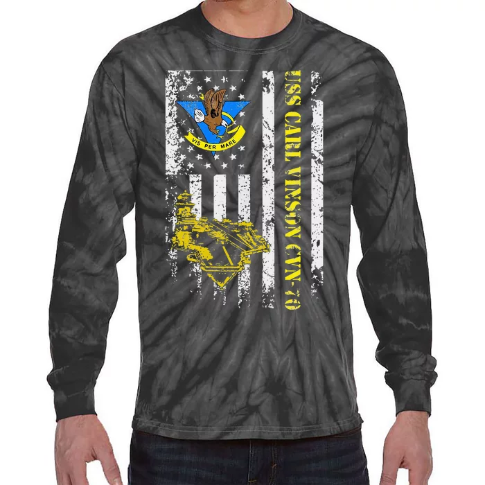 USS Carl Vinson CVN 70 Aircraft Carrier Veterans Day Dad Tie-Dye Long Sleeve Shirt