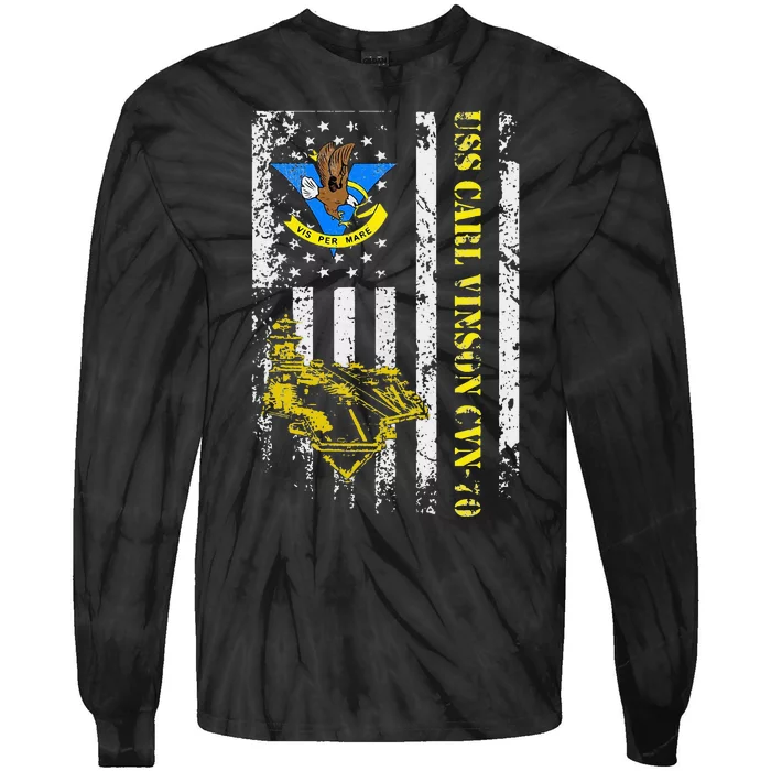 USS Carl Vinson CVN 70 Aircraft Carrier Veterans Day Dad Tie-Dye Long Sleeve Shirt