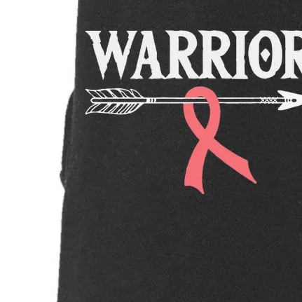 Uterine Cancer Warrior Peach Arrow Ribbon Doggie 3-End Fleece Hoodie