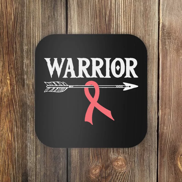 Uterine Cancer Warrior Peach Arrow Ribbon Coaster