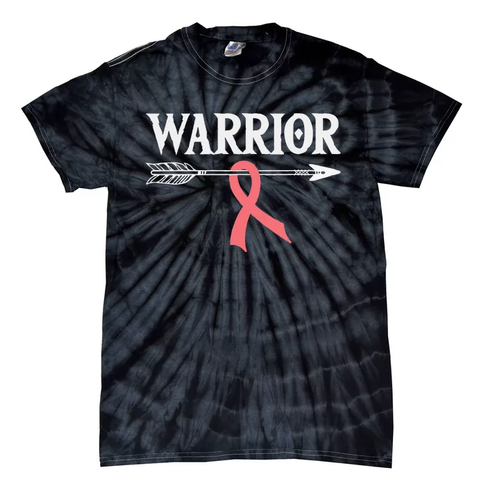 Uterine Cancer Warrior Peach Arrow Ribbon Tie-Dye T-Shirt