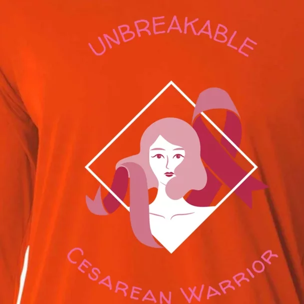 Unbreakable Cesarean Warrior Gift Cooling Performance Long Sleeve Crew