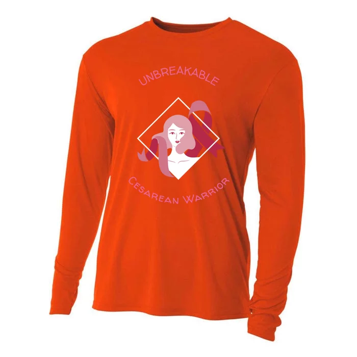 Unbreakable Cesarean Warrior Gift Cooling Performance Long Sleeve Crew