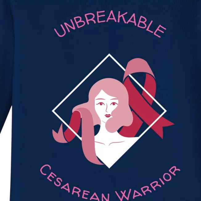 Unbreakable Cesarean Warrior Gift Baby Long Sleeve Bodysuit