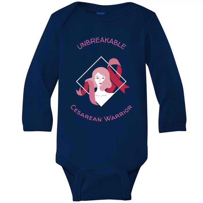 Unbreakable Cesarean Warrior Gift Baby Long Sleeve Bodysuit