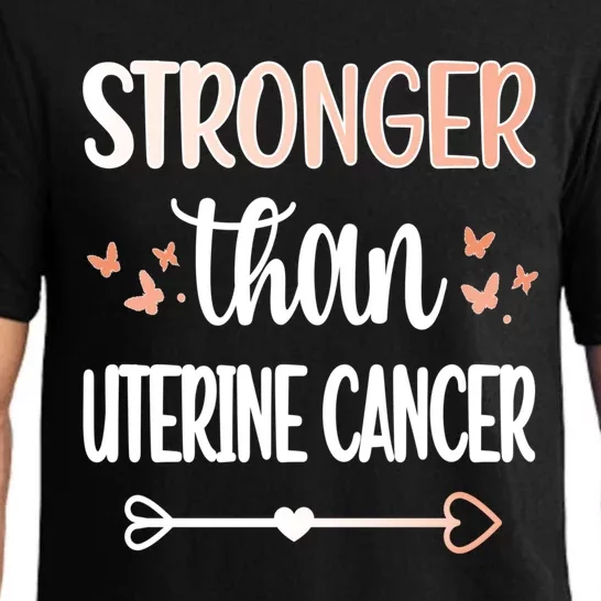 Uterine Cancer Warrior Peach Ribbon Endometrial Cancer Gift Pajama Set