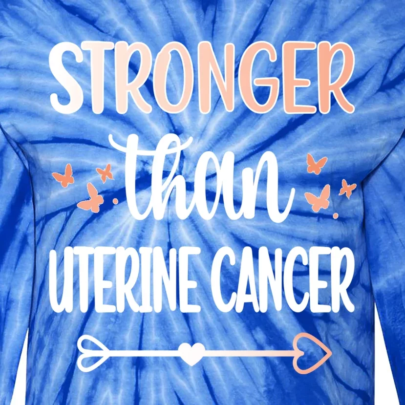 Uterine Cancer Warrior Peach Ribbon Endometrial Cancer Gift Tie-Dye Long Sleeve Shirt