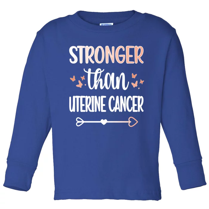 Uterine Cancer Warrior Peach Ribbon Endometrial Cancer Gift Toddler Long Sleeve Shirt