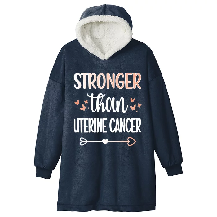 Uterine Cancer Warrior Peach Ribbon Endometrial Cancer Gift Hooded Wearable Blanket