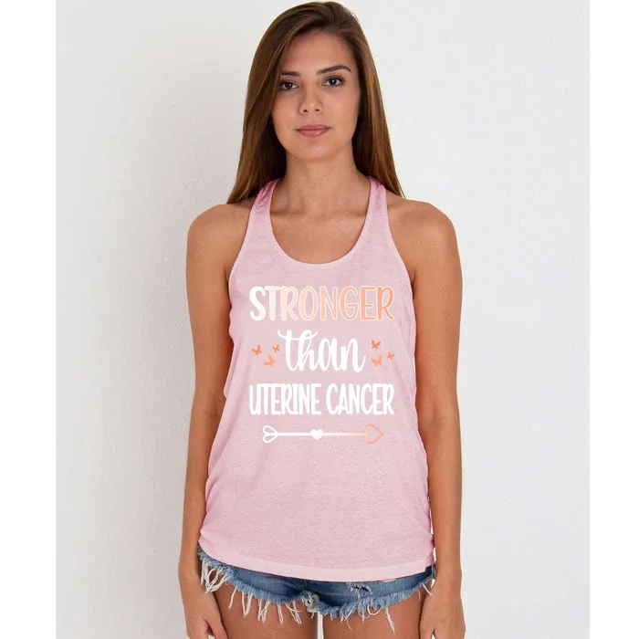 Uterine Cancer Warrior Peach Ribbon Endometrial Cancer Gift Women's Knotted Racerback Tank