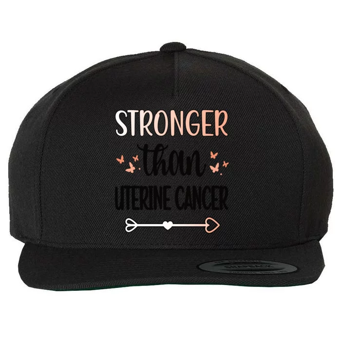 Uterine Cancer Warrior Peach Ribbon Gift Wool Snapback Cap