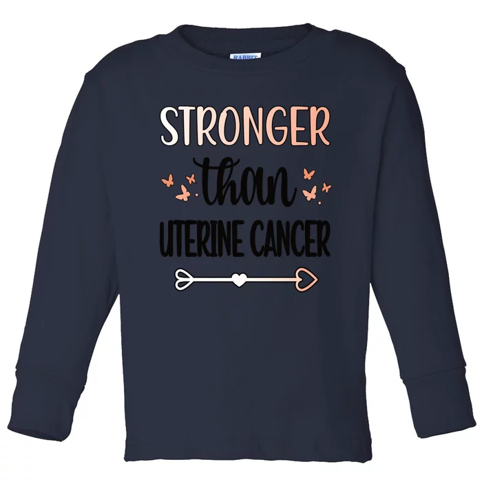 Uterine Cancer Warrior Peach Ribbon Gift Toddler Long Sleeve Shirt