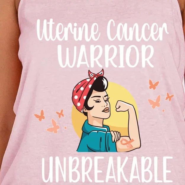 Uterine Cancer Warrior Unbreakable Endometrial Cancer Gift Women's Knotted Racerback Tank