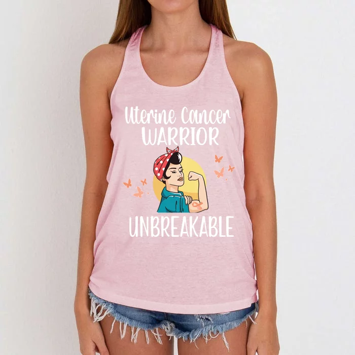 Uterine Cancer Warrior Unbreakable Endometrial Cancer Gift Women's Knotted Racerback Tank