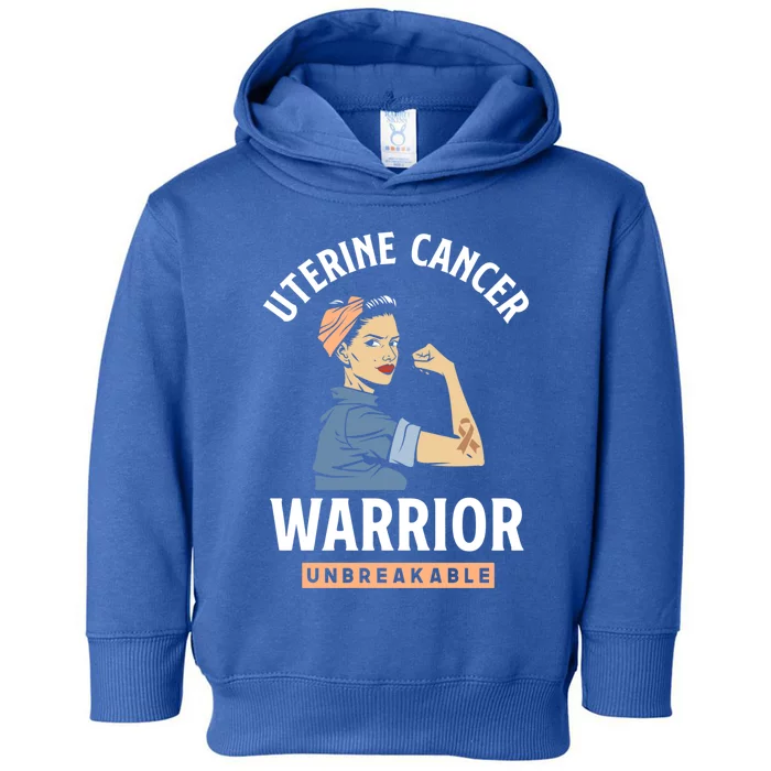 Uterine Cancer Warrior Unbreakable Uterine Cancer Fighter Great Gift Toddler Hoodie