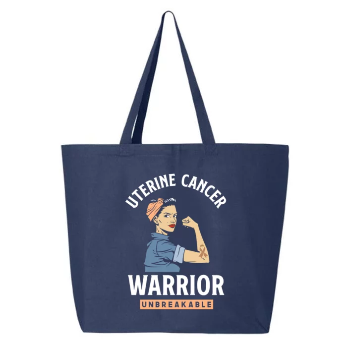 Uterine Cancer Warrior Unbreakable Uterine Cancer Fighter Great Gift 25L Jumbo Tote