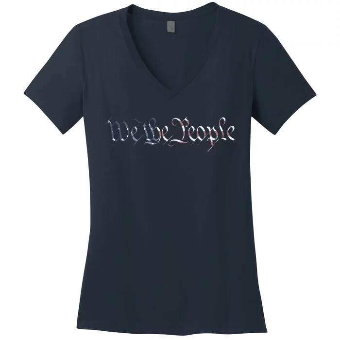 US Constitution We The People American Flag Liberty Gift Women's V-Neck T-Shirt