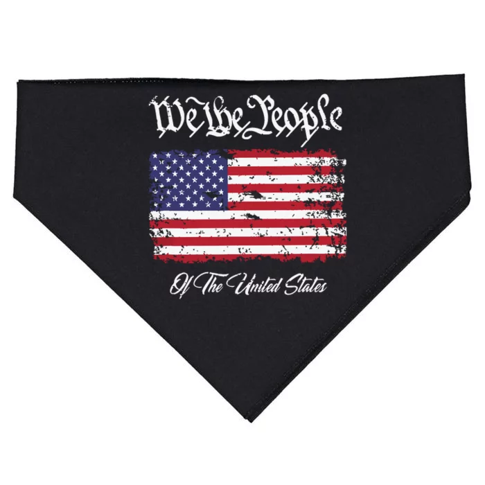 US Constitution We The People With Distressed Flag USA-Made Doggie Bandana